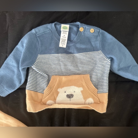 Little Me Blue Knit Sweater and Pants - Picture 2 of 6